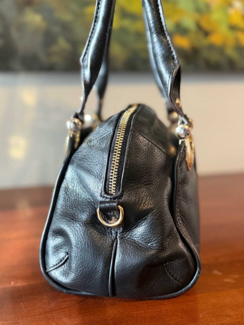 🖤 B. Makowsky Butter Soft Black Leather Bowling / Doctor’s Bag 🖤 - Picture 3 of 14